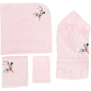 Minnie Mouse Nakışlı Bambu Bebek Bornoz Seti Pembe