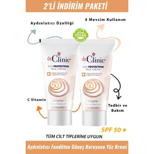 Dr. Clinic  Aydınlatıcı Fondöten Güneş Koruyucu Yüz Kremi Spf + 50 2'li Set
