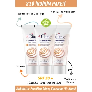 Dr. Clinic  Aydınlatıcı Fondöten Güneş Koruyucu Yüz Kremi Spf + 50 3'lü Set