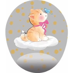 Mağaza Depom Yavru Kedi ve Kelebek  Oval Bilek Destekli Mouse Pad