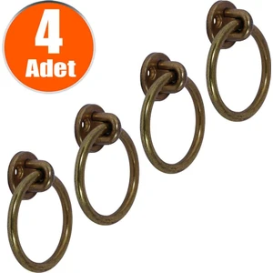 Nobel Sarkaç Dolap Çekmece Kulpu Kulbu Antik Sarı Metal Halka Kulp (4 Adet)