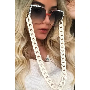 Retro Vıp Geçmeli Kalın Siyah Gold Gözlük Zinciri