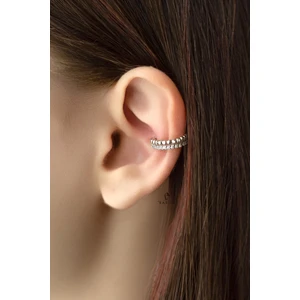 By Barun Gümüş Rengi Yuvarlak Burgu  Çift Gümüş Kıkırdak Küpe