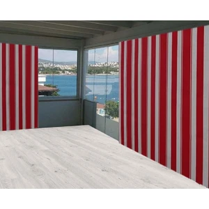Kırmızı Beyaz Çizgili Balkon Perdesi, Balkon Çadır Brandası, Balkon Güneşlik