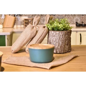 Slalom - Bambu Kapaklı Granit Saklama Kabı 14 cm Mavi