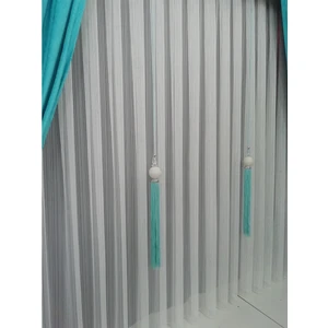 Zincir Desenli 1-2 Seyrek Pileli Etekleri Kurşunlu Tül Perde