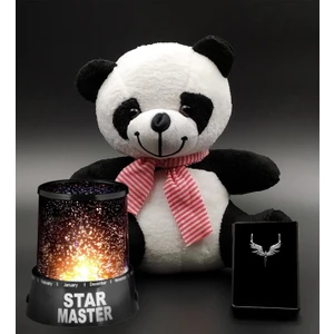 Vega Gift Shop Peluş Panda ve Star Master Gece Lambası ve Mikail Melek Kolye Hediye Seti