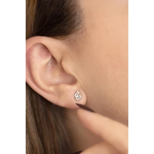 By Barun Sarı Renk Baget Taşlı Gümüş Küpe