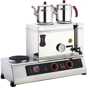 Elektrikli Çay Ocağı Kapaklı ve Kaynaklı 2 Demlikli Ekonomik 30'luk