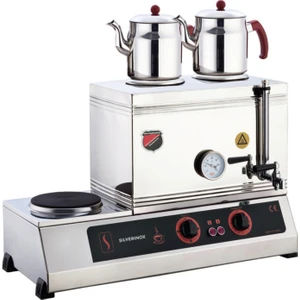 Elektrikli Çay Ocağı Kapaklı ve Kaynaklı 2 Demlikli 40'lık