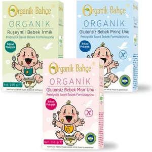 Ruşemli Bebek Irmik, Glutensiz Bebek Pirinç Unu, Glutensiz Bebek Mısır Unu 3'lü Bebek Seti