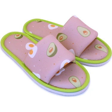 Chochili Kadın Pembe Avokado Desenli Önü Açık Yumuşak Fiyatı - Main Image