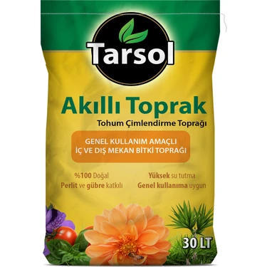 Tarsol Akıllı Toprak %100 Katkılı 30 Lt Fide Bitki Tohum Yetiştirme Yüksek