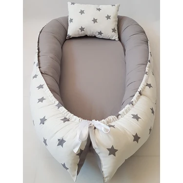 Babynest Dünyası Beyaz Yıldız Gri Babynest Bebek