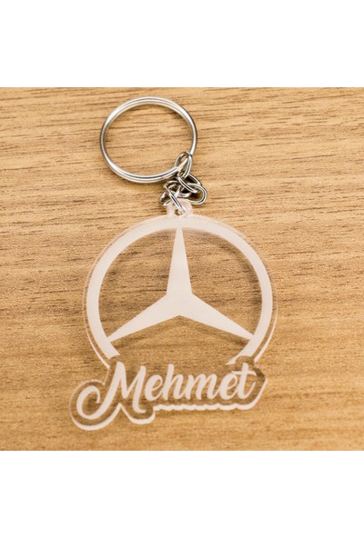 New Jargon - Mercedes Logolu Isme Özel - Kişiye Özel Pleksi Anahtarlık