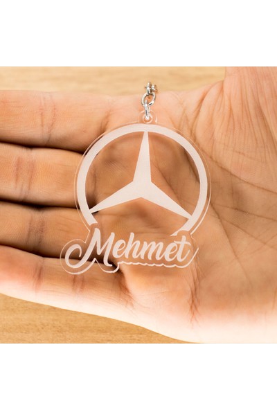 New Jargon - Mercedes Logolu Isme Özel - Kişiye Özel Pleksi Anahtarlık