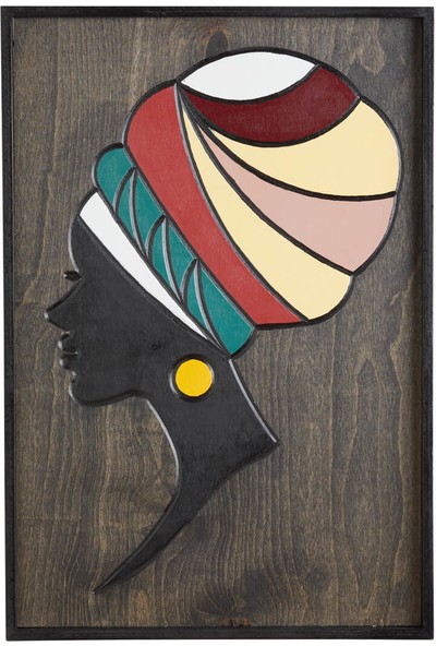 Svava Afrika Kadını - Dekoratif Ahşap Duvar Tablosu 42X62 cm (SV-O308)