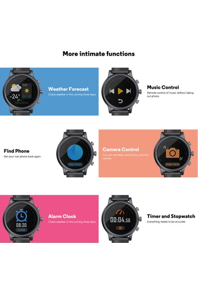 ZeBlaze Akıllı Saat Neo3 1.3 inç IPS Dokunmatik Ekran Kalp Hızı Monitörü IP68 Su Geçirmez-Siyah (Yurt Dışından)