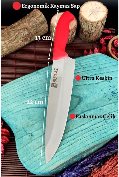 SürLaz Şef Bıçak Seti 4 Parça Satır Zırh Kasap Bıçakları