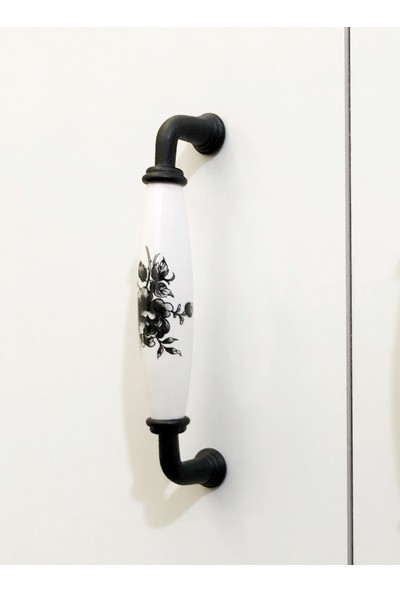 Rform Porselen Dolap Mutfak Çekmece Mobilya Kulpu Siyah Desenli 96MM (9,6cm) Aks