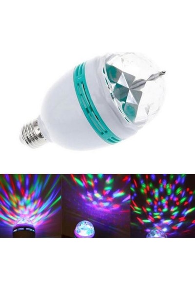 Taled Renkli Disko Ampul-Döner Başlıklı LED Disko Lamba E27 Duy