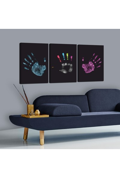 Dekorvia Renkli Eller 3 Parçalı Kanvas Tablo 60X120 cm