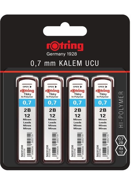 Hi-Polymer Kurşun Kalem Ucu (2B), 4'lü Paket, 0.7 mm