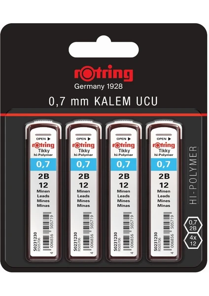 Hi-Polymer Kurşun Kalem Ucu (2B), 4'lü Paket, 0.7 mm