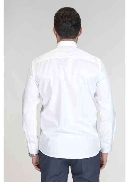 Kendinden Çizgili Klasik Slim Fit Gömlek fırsatları