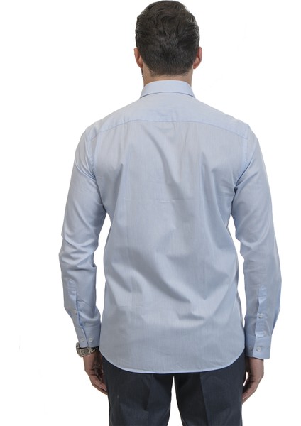 Kendinden Çizgili Slim Fit Klasik Erkek Gömlek modelleri
