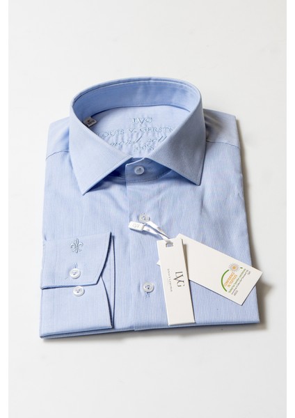 Kendinden Çizgili Slim Fit Klasik Erkek Gömlek indirimleri