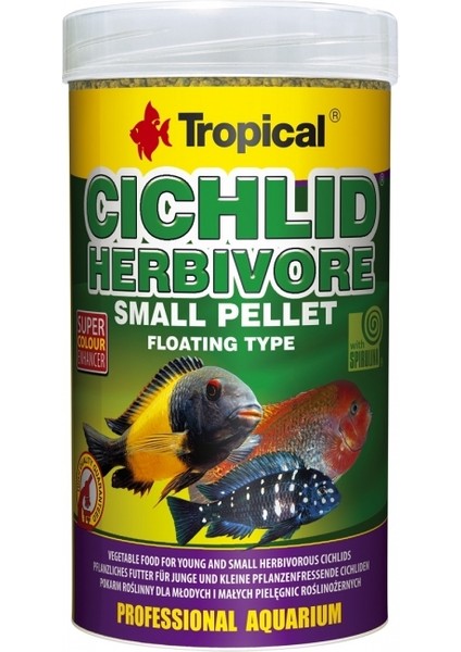 Cichlid Herbivore Small Pellet 1000 ml 360 gr Balık Yemi