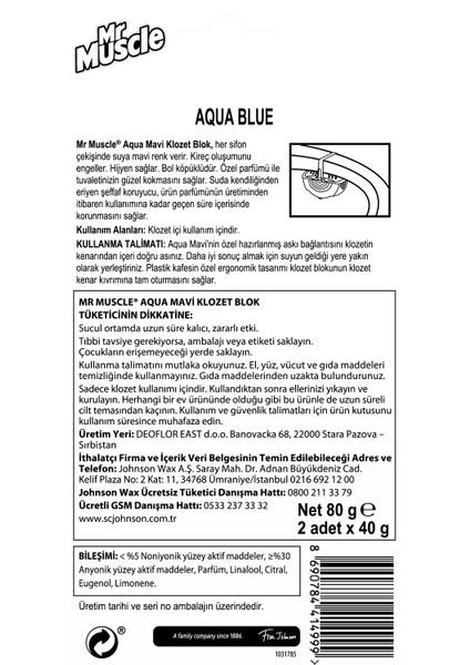 Mr Muscle Klozet Blok Aqua  2 li Eko Paket