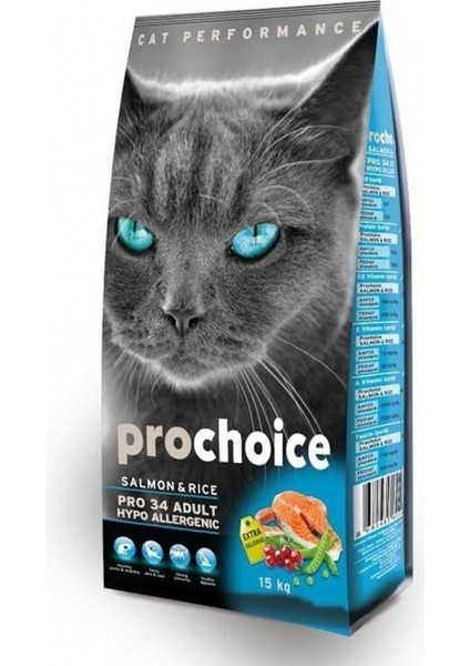 Pro 34 Somonlu ve Pirinçli Yetişkin Kedi Maması 15 kg