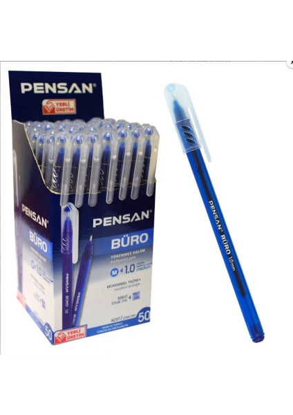 Tükenmez Kalem 10 Adet Mavi Renk 1.0 mm Büro Tipi Ballpoint Pensan Büro Tükenmez Kalem 10 Adet Mavi Renk 1.0 mm 2270