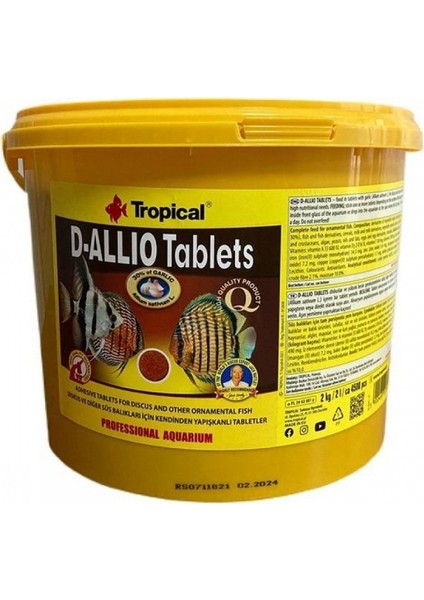 D-Allio Tablet Sarımsaklı Tablet Balık Yemi 250 Adet