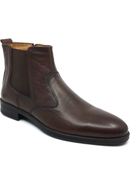Deri Erkek Kışlık Günlük Fermuarlı Klasik Bot 40-44 40 Kahverengi
