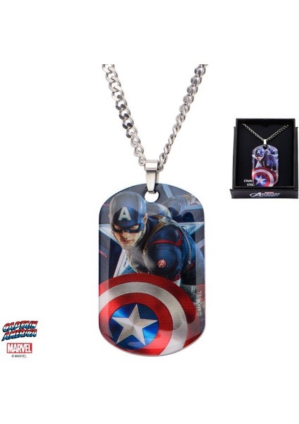 Body Vibe Marvel Captain America Künye Pendant 22 Inch Chain