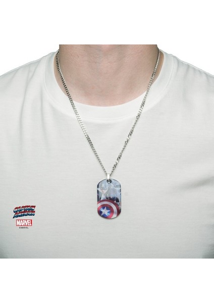 Body Vibe Marvel Captain America Künye Pendant 22 Inch Chain