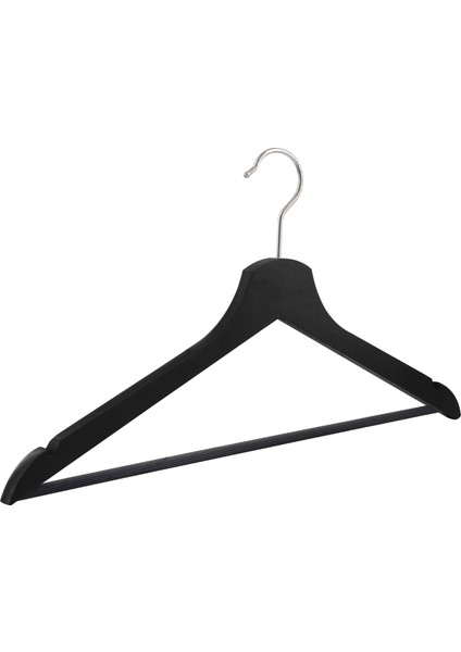 Ahşap Barlı Elbise Askısı Siyah Renk 100 Adet