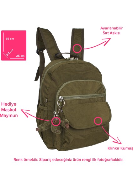 8803 Unisex Klinkır Kumaş Sırt Çantası Haki indirimleri