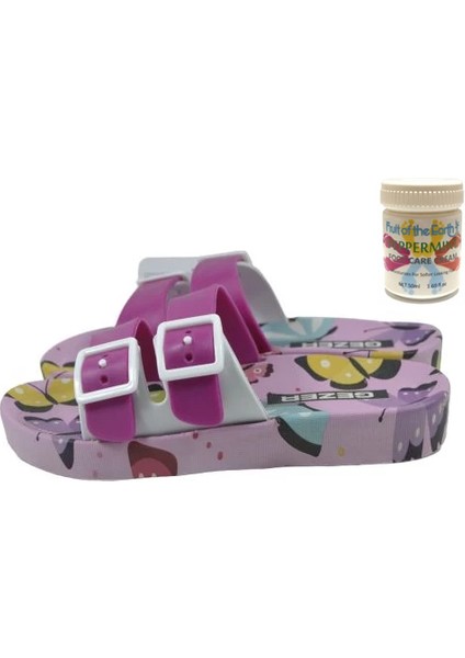 Gzr Kız Çocuk Plaj Ev Banyo Deniz Havuz Günlük Terlik 50ML Nane Ferahlığı Topuk Çatlağı ve Nasır Giderici Krem