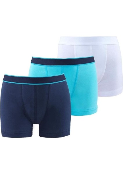 Erkek Çocuk Boxer 3'lü Paket 9395 - Lacivert Aqua Beyaz