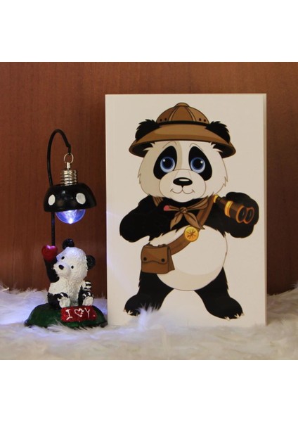 Panda Işıklı Biblo Panda Defter Set