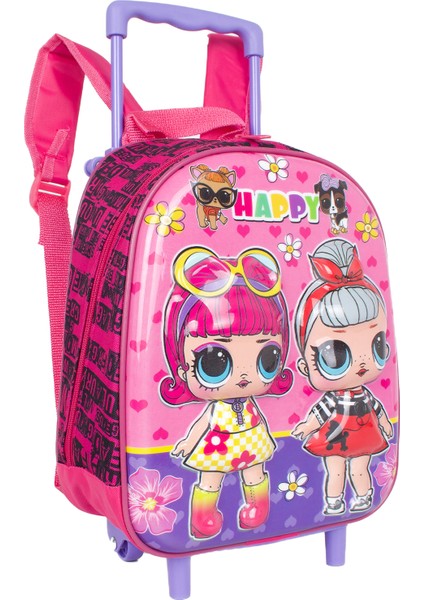 Mn Happy Tekerlekli Çocuk Sırt Çantası Pembe