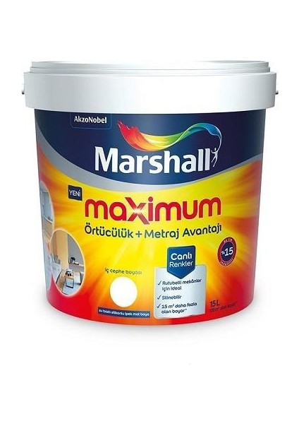 Marshall Maximum Silikonlu Iç Cephe Boyası 15 Lt