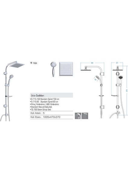 Duxx Norma Mat Krom Fonksiyonlu Robot Duş Seti fiyatları