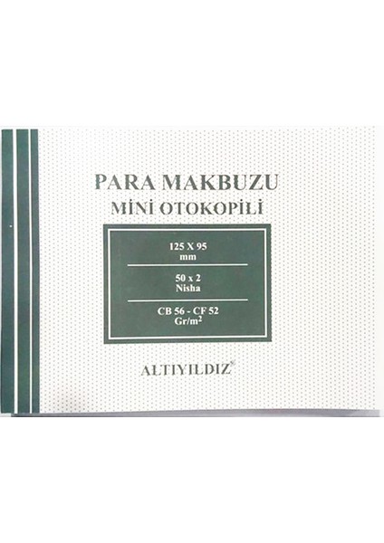 1 Asıl 1 Kopya Mini Otokopili Para Makbuzu