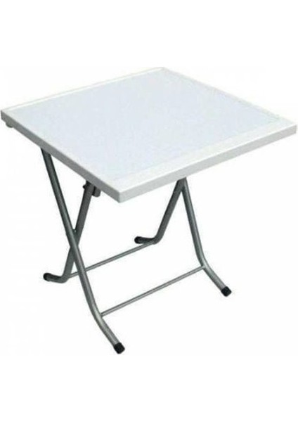 Katlanabilir Plastik Masa Metal Ayaklı 60X60 cm Beyaz