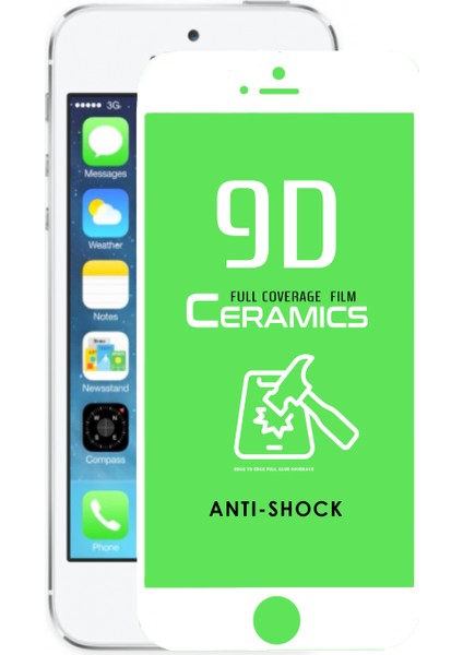 Apple iPhone 5s Tam Kaplayan Seramik Nano Esnek Ekran Koruyucu Cam - Beyaz